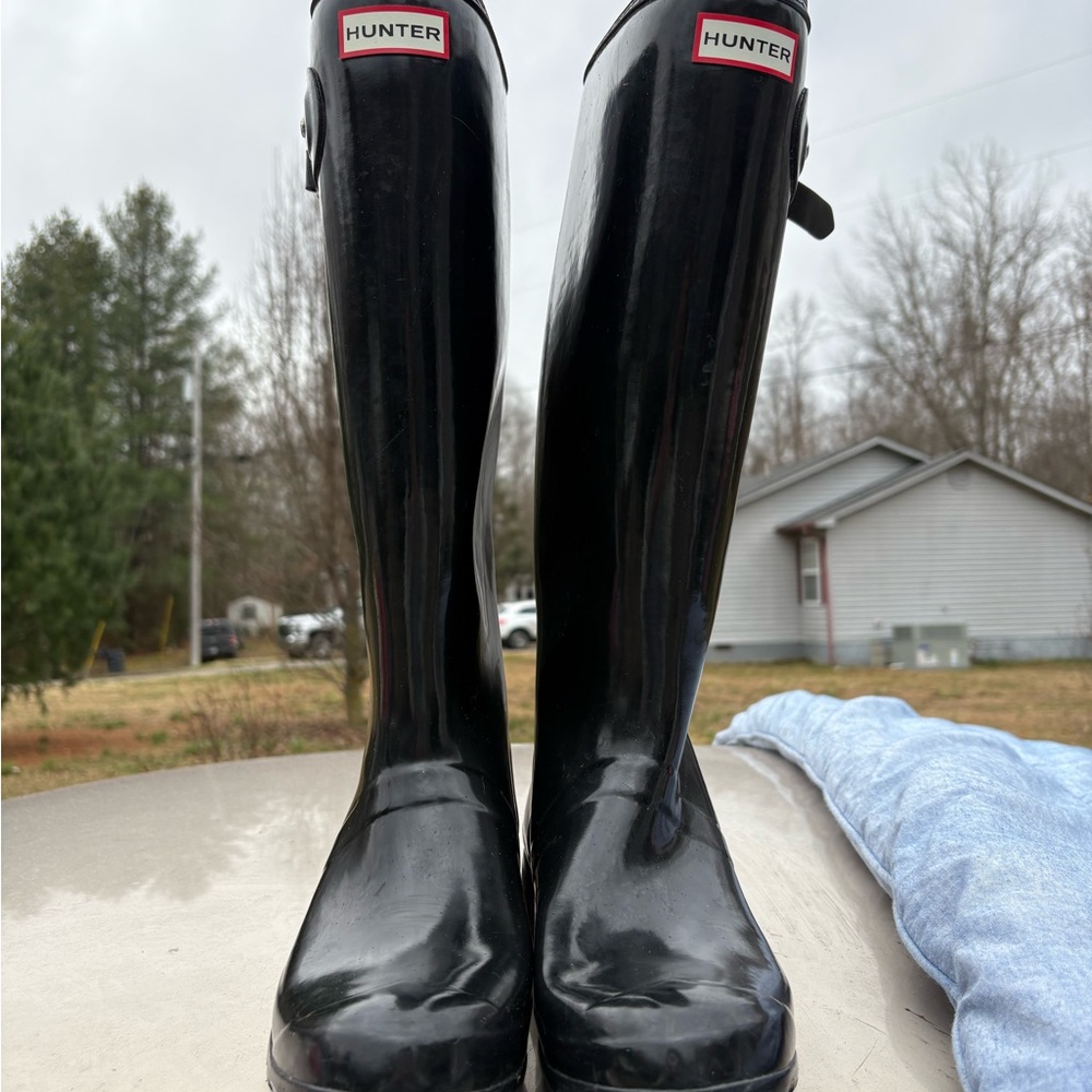 Hunter Glossy Black Tall Rain Boots